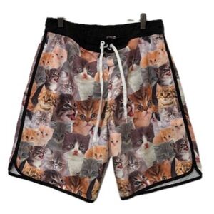 Bioworld All Over Crazy Cats Print Board Shorts Mens Size XL Swim Trunks